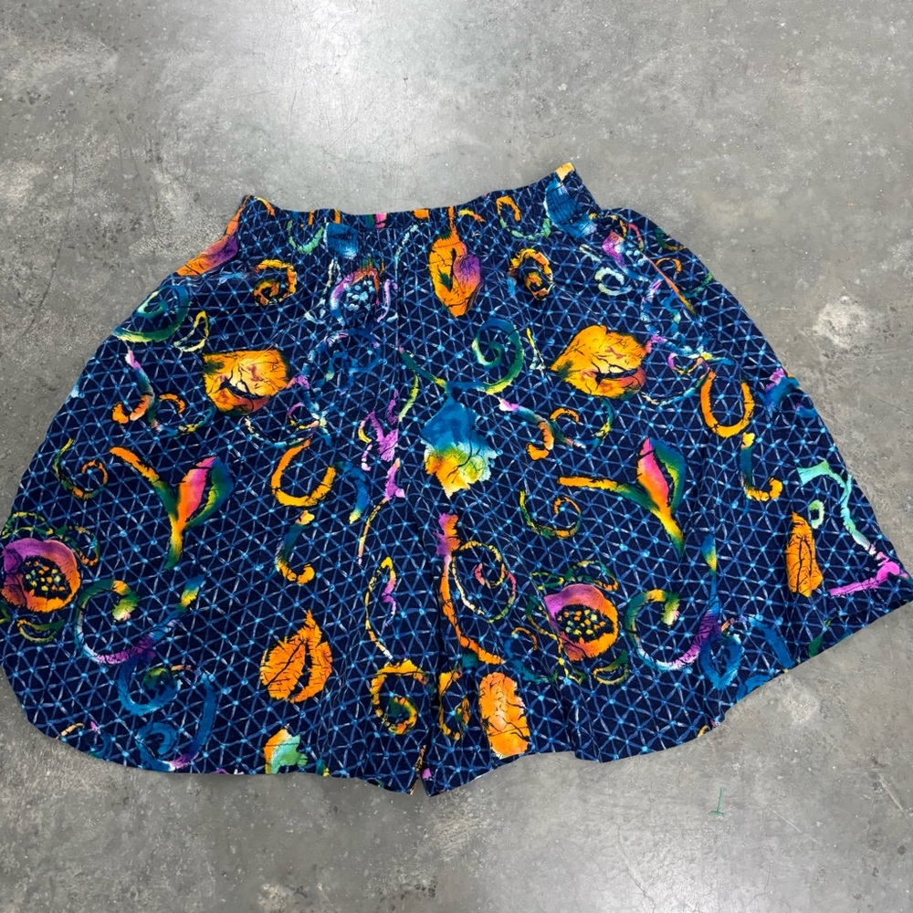 Vintage Culottes 90s Funky Fun Carole  Little 100% Rayon Navy Blue Womens 4